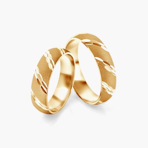 Obrączki ślubne: złote, półokrągłe, 5 mm